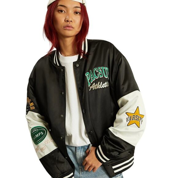 PacSun Black Athletic Varsity Jacket Sz XS/S NWT - Picture 1 of 8